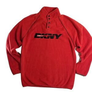 NEW VTG 90s Y2K DKNY ACTIVE TECH RED 3M Reflective 1/4 Quarter Snap Pullover NWT